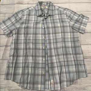Original Penguin Men's Blue Plaid Button Up Classic Fit Short Sleeve US XXL